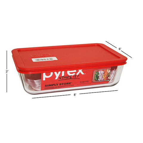 Pyrex Rectangular Storage Dish w/Lid - 6 cups