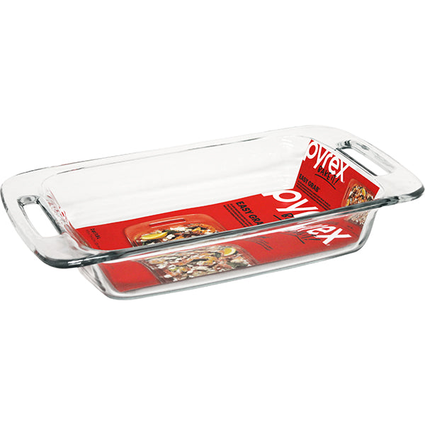 Pyrex Easy Grab 1.5 Quart Loaf Dish with Red Plastic Cover