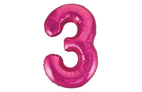 Pink Number Foil Balloon - 3