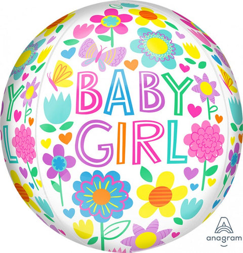 Baby Girl Orb Helium Balloon - 18" - Glitzville 