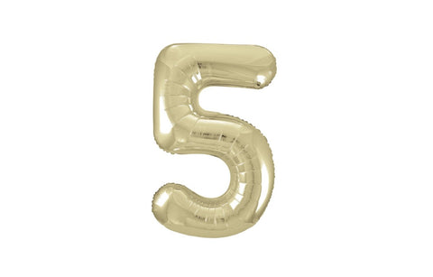 Gold Number Foil Helium Balloon - 5