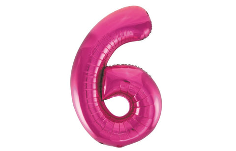 Pink Number Foil Balloon - 6