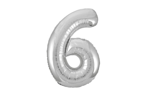 Silver Number Foil Helium Balloon