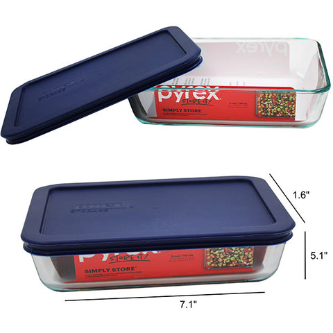 Pyrex Rectangular Dish w/Plastic Cover - 3.5 cups