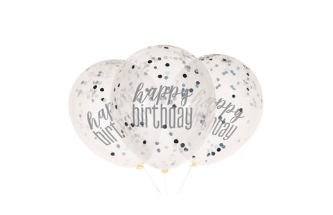 Clear Printed Glitz-Happy Birthday Balloon