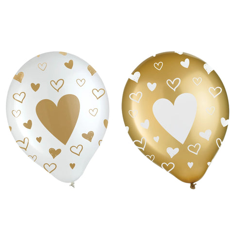 Printed Hearts Latex Balloons - 2set