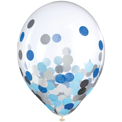 Latex Confetti Helium Filled Balloon - Blue & Silver