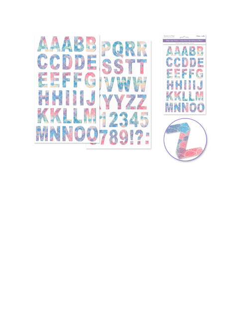 Paper Craft Stickers: 5.75"x9.45" Alpha Glitter 2 Sheets B) Mermaid Pastel