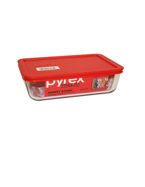 Pyrex 7 Cup Storage Capacity Plus Round Dish with Plastic Cover Sold in  Packs of 4, Red