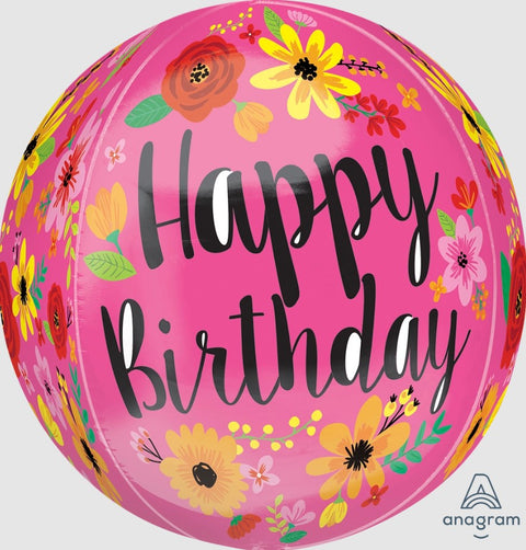 Happy Birth Day Orb Helium Balloon - 18"