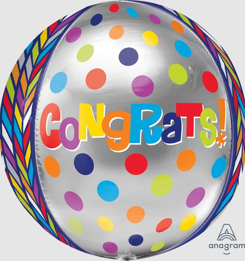 Congrats Orb Helium Balloon - 18" - Glitzville 
