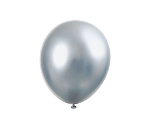 Silver platinum helium filled latex balloon