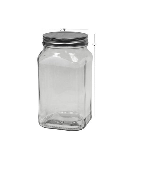 Square Storage Jar with Metal Lid 1.4L