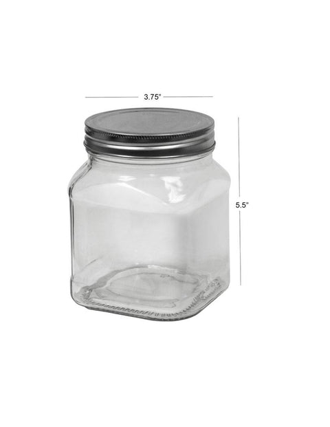 Square Storage Jar with Metal Lid 870ml