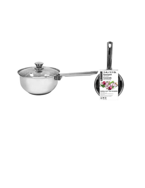 Stainless Steel Sauce Pan with Glass Lid 2.4L/2.5Qt