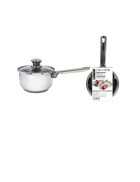 Stainless Steel/Glass Sauce Pan 1.2L/1.25Qt