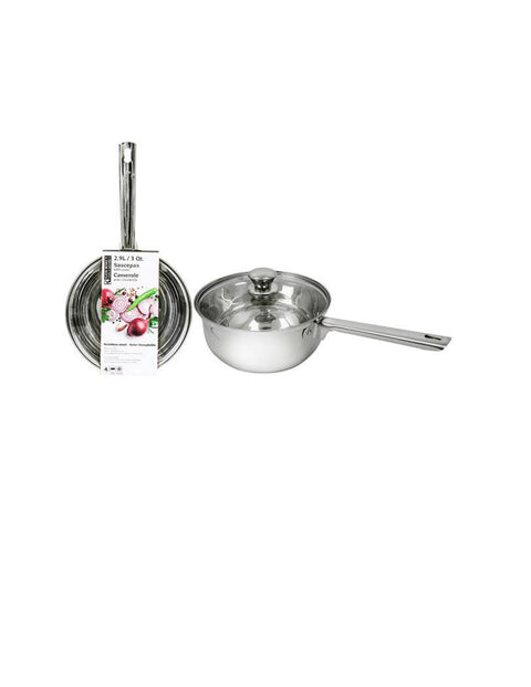 Stainless Steel/Glass Sauce Pan 2.9L/3Qt