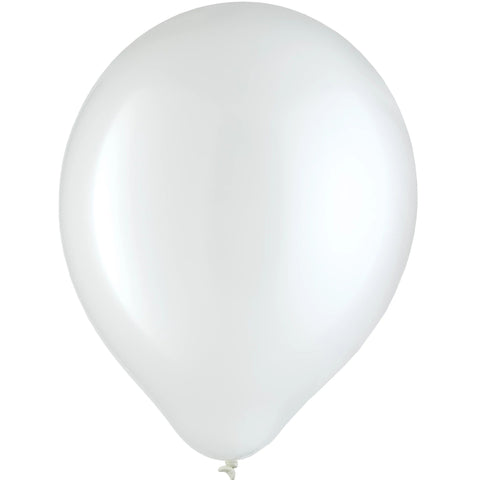 12" Platinum Latex Helium Balloons - Solid White